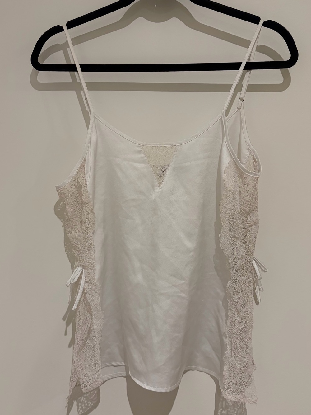 White Lace-Trim Satin Sleep Cami